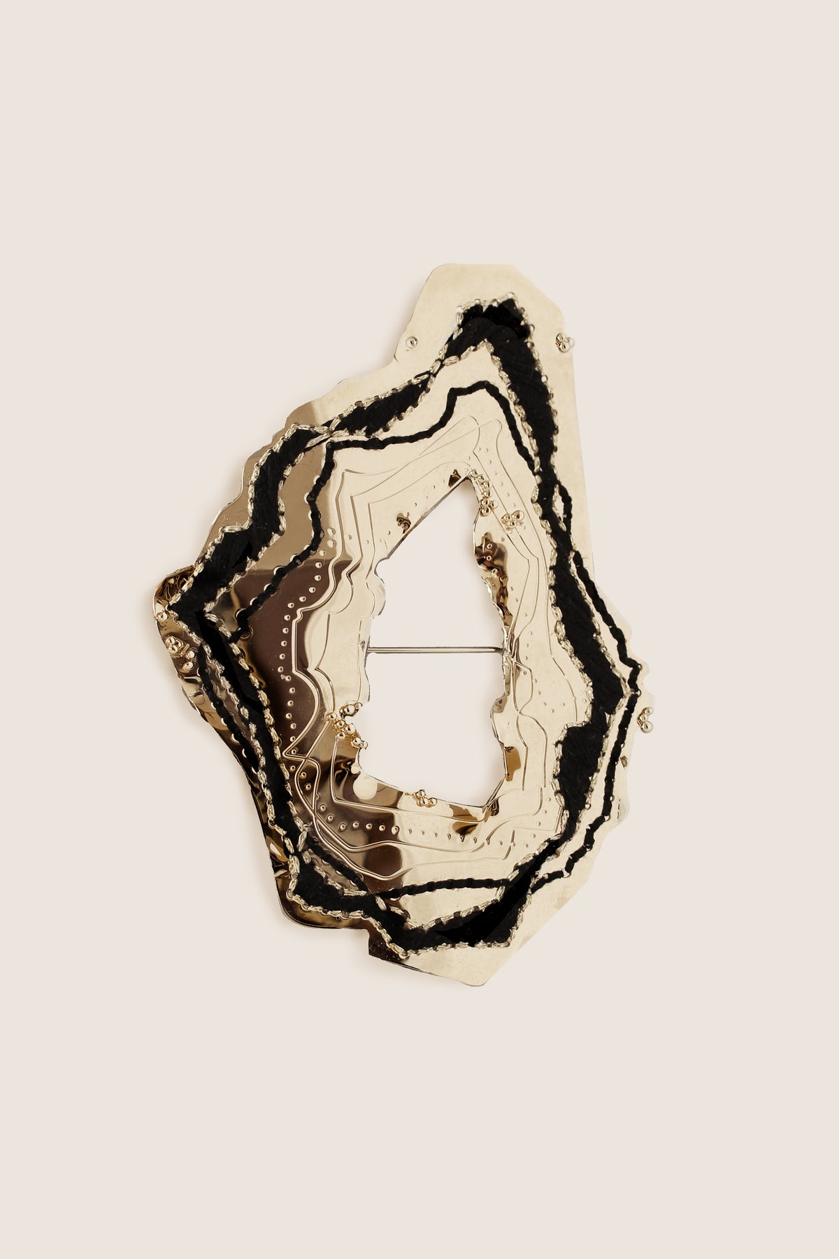 GEODE BRODEE NOIRE - BROCHE XXL - PIECE UNIQUE